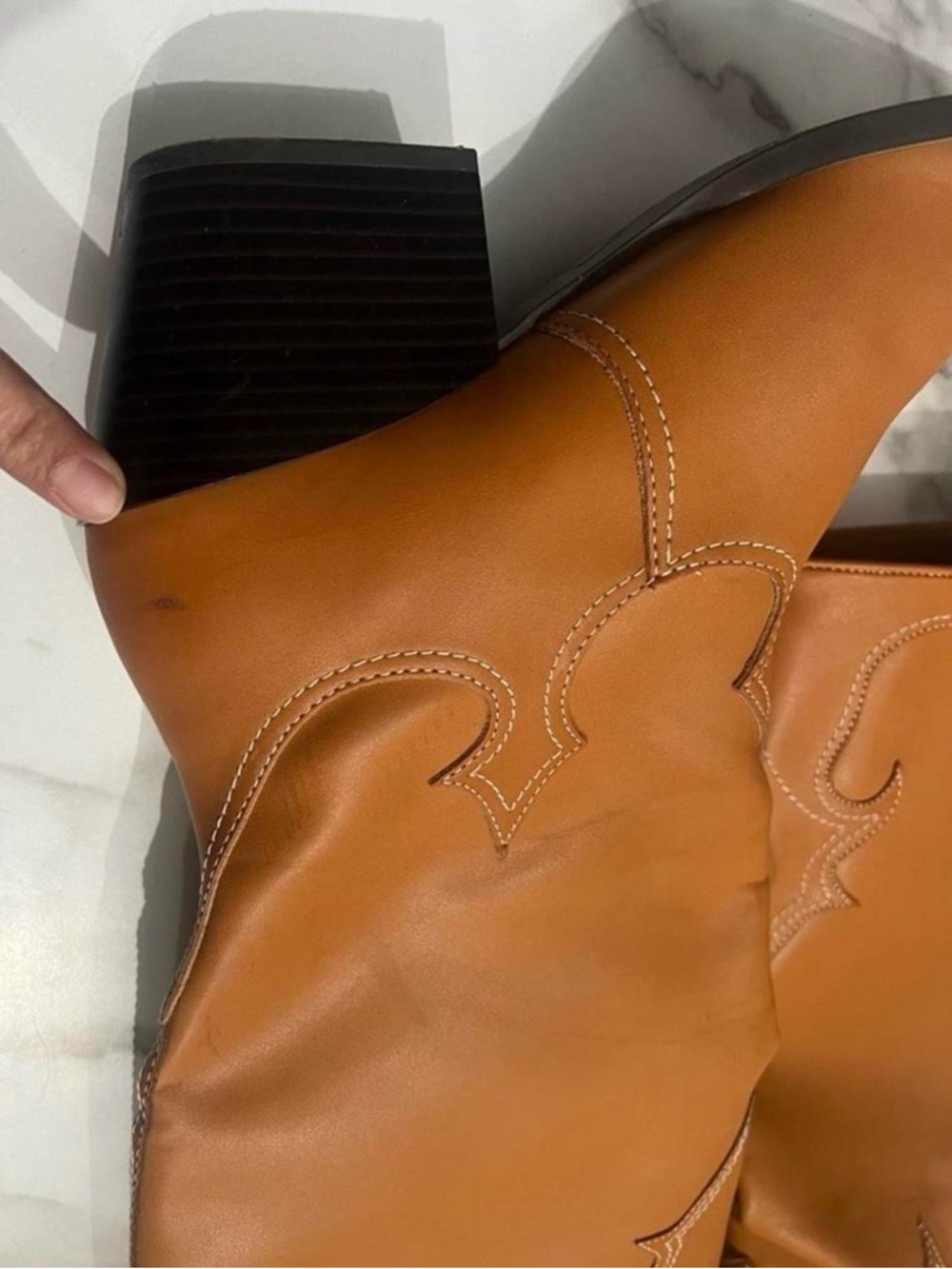 Zodiac Chestnut Brown Mid-Calf Western Heeled Boots - Picture 3 of 6